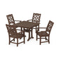 POLYWOOD Chinoiserie 5-Piece Farmhouse Dining Set with Trestle Legs — Mahogany