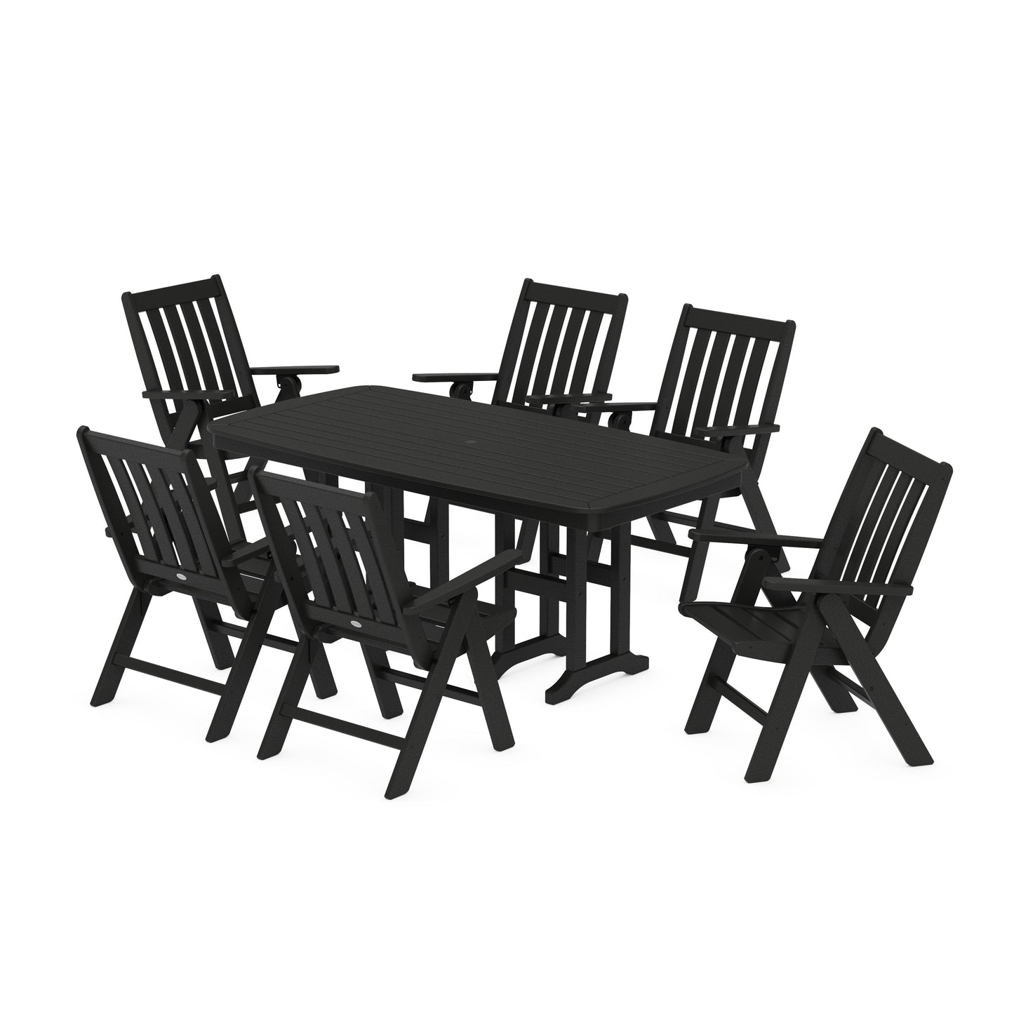 POLYWOOD Vineyard Folding Chair 7-Piece Dining Set — Black