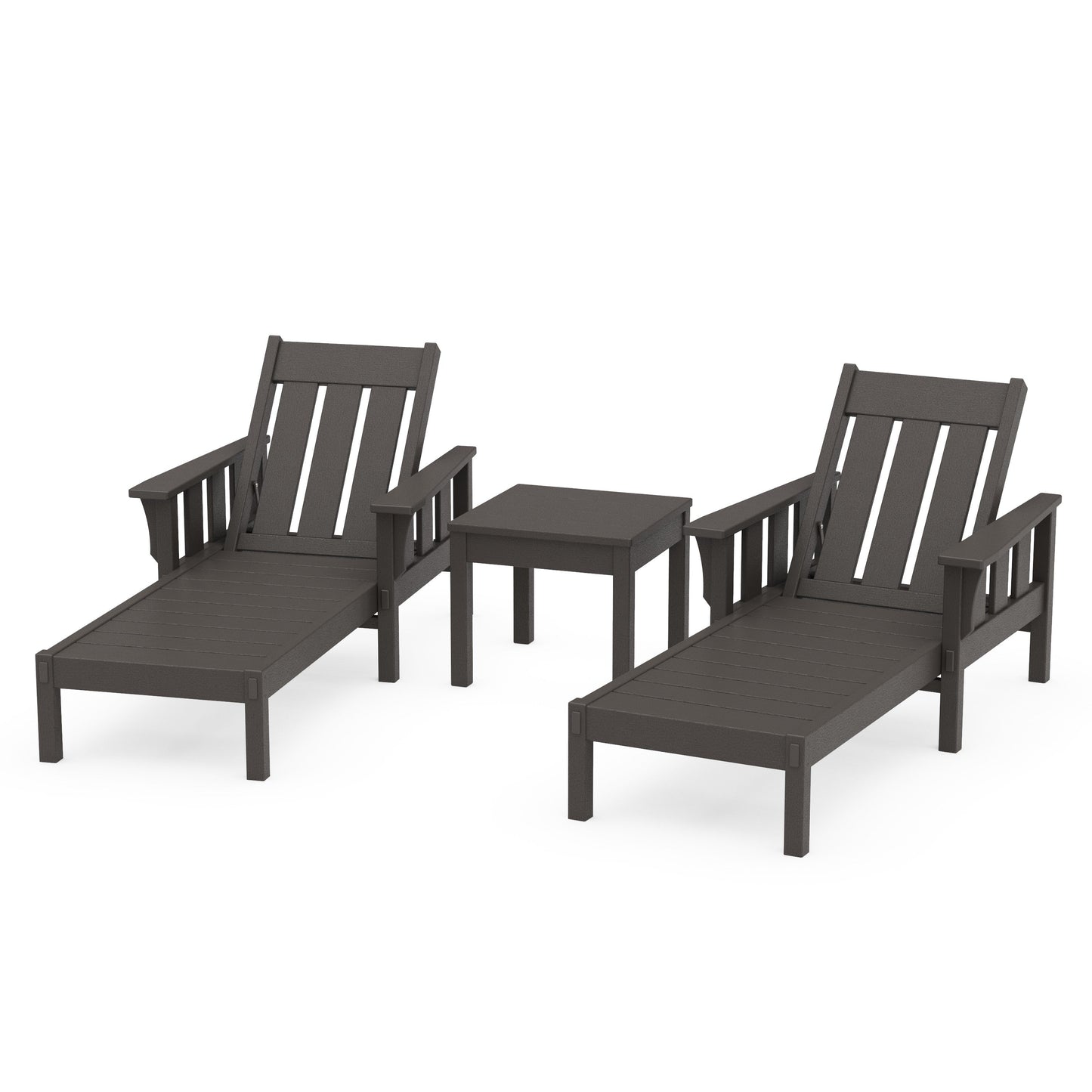 POLYWOOD Acadia 3-Piece Chaise Set — Vintage Coffee