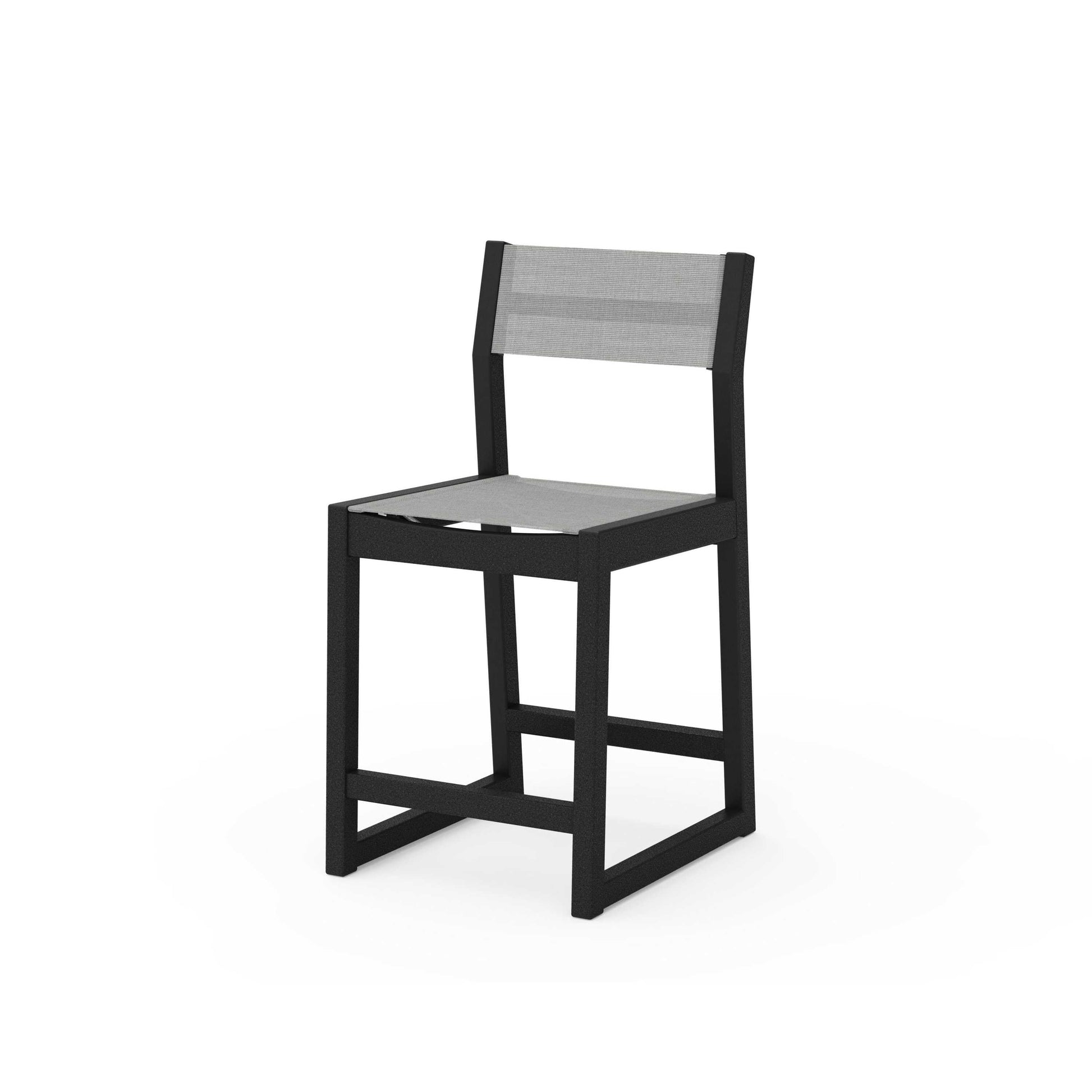 POLYWOOD EDGE Sling Counter Side Chair — Black / Metallic Sling