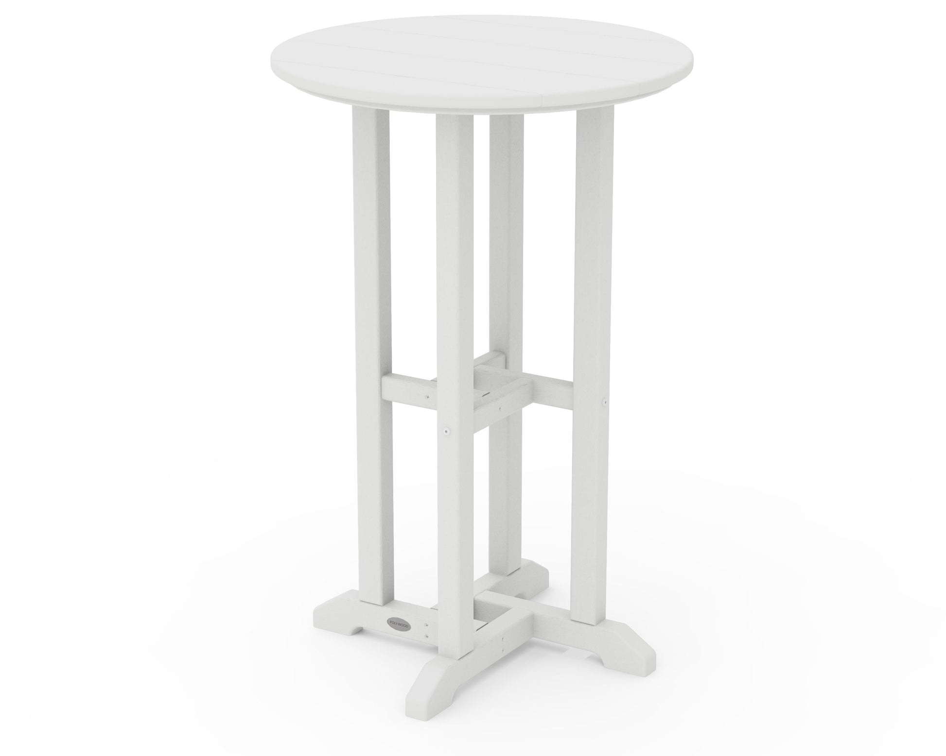 POLYWOOD 24" Round Farmhouse Counter Bistro Table — Vintage White