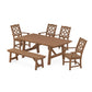 POLYWOOD Chinoiserie 6-Piece Rustic Farmhouse Dining Set with Bench — Teak