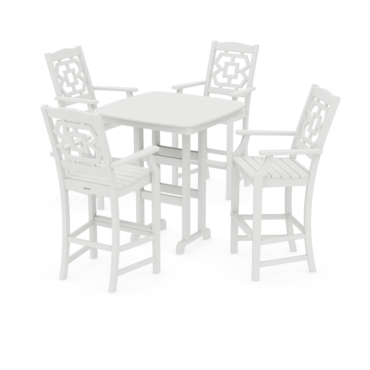 POLYWOOD Chinoiserie 5-Piece Bar Set — Vintage White
