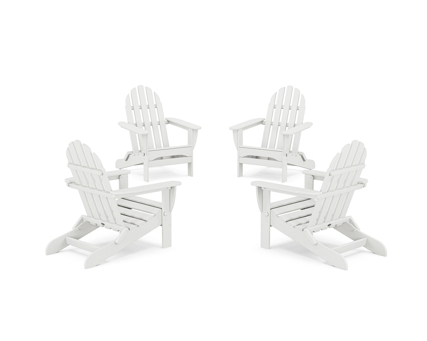 POLYWOOD 4-Piece Classic Folding Adirondack Conversation Set — White