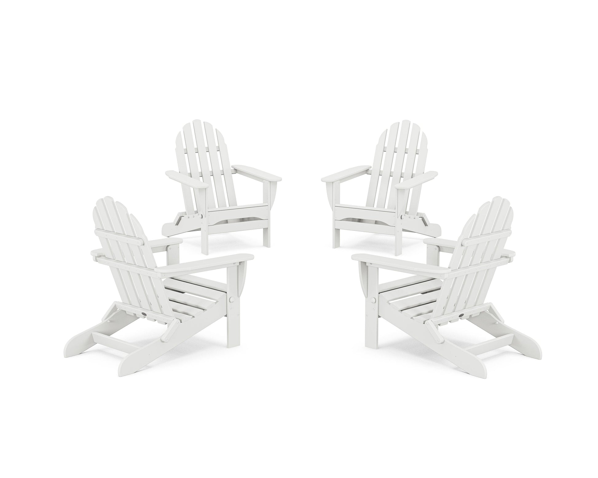 POLYWOOD 4-Piece Classic Folding Adirondack Conversation Set — White