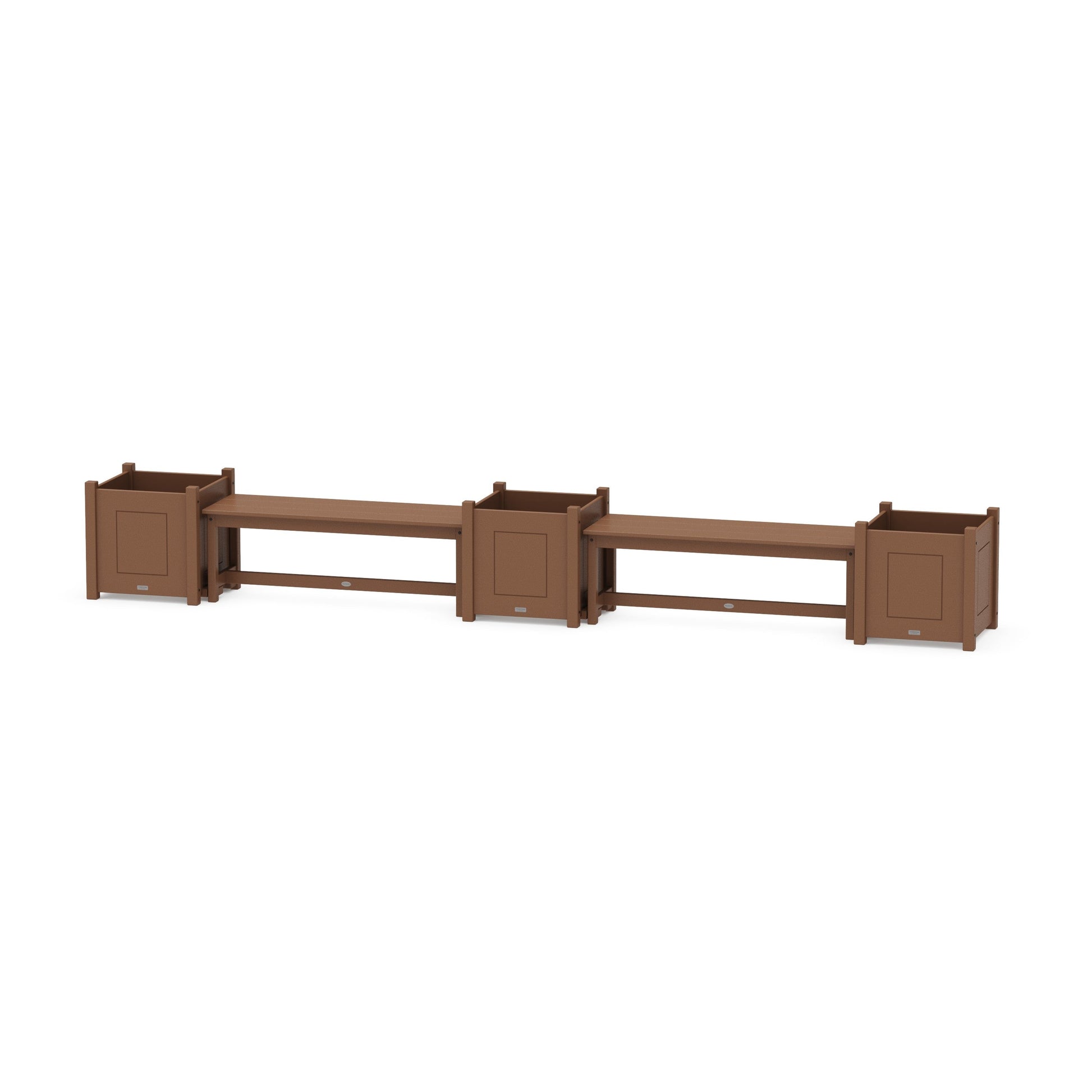 POLYWOOD 48" Country Living Straight Double Planter Bench Set - Large — Teak