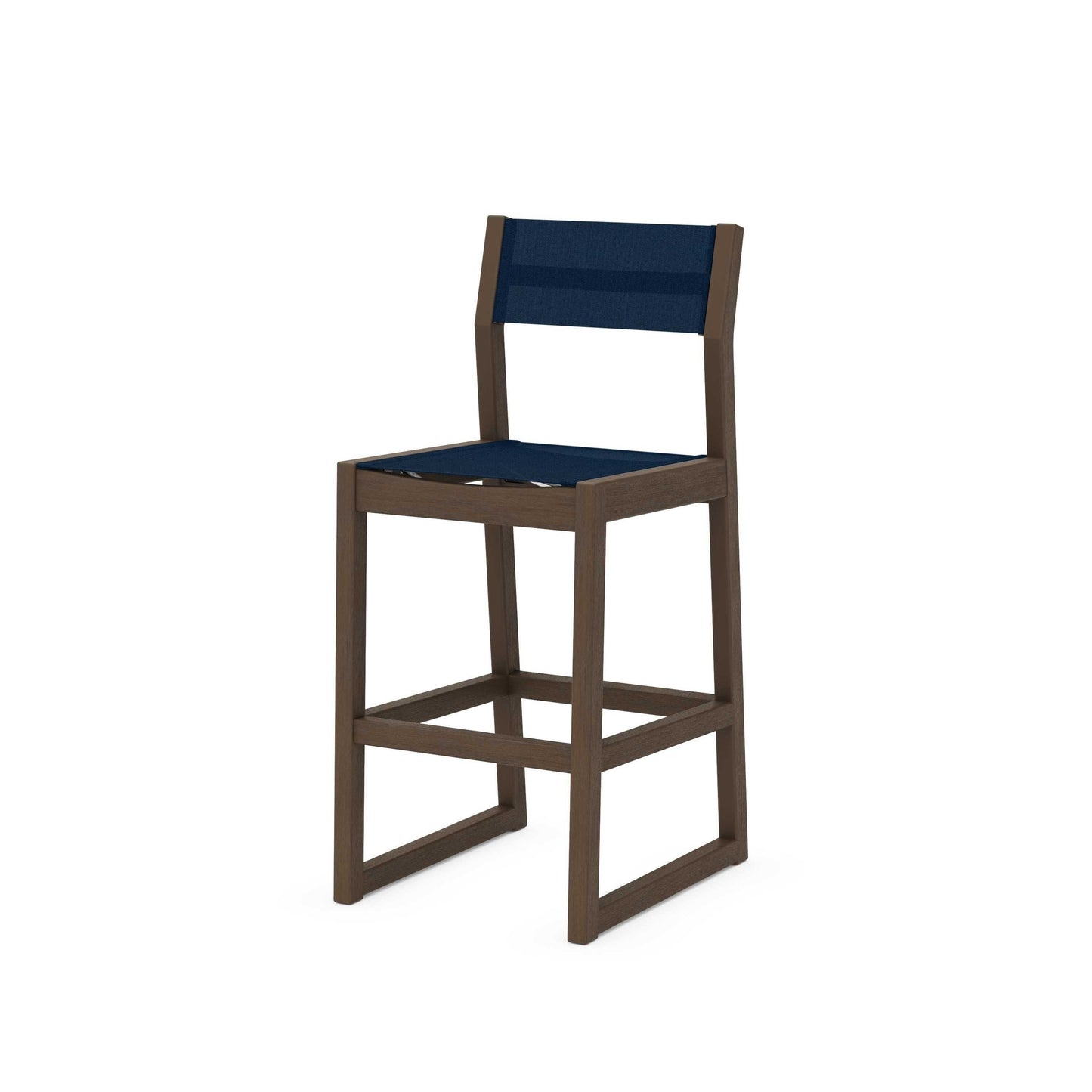 POLYWOOD EDGE Sling Bar Side Chair — Kona / Navy Blue Sling