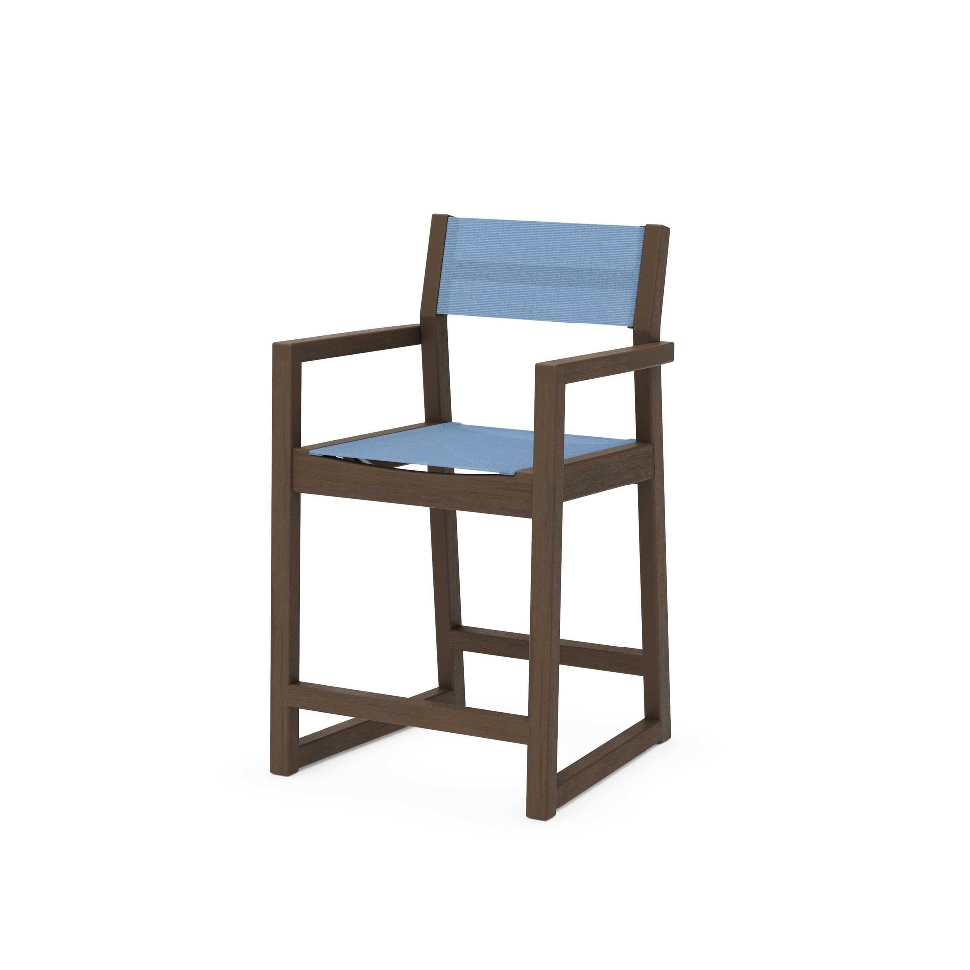 POLYWOOD EDGE Sling Counter Arm Chair — Kona / Poolside Sling
