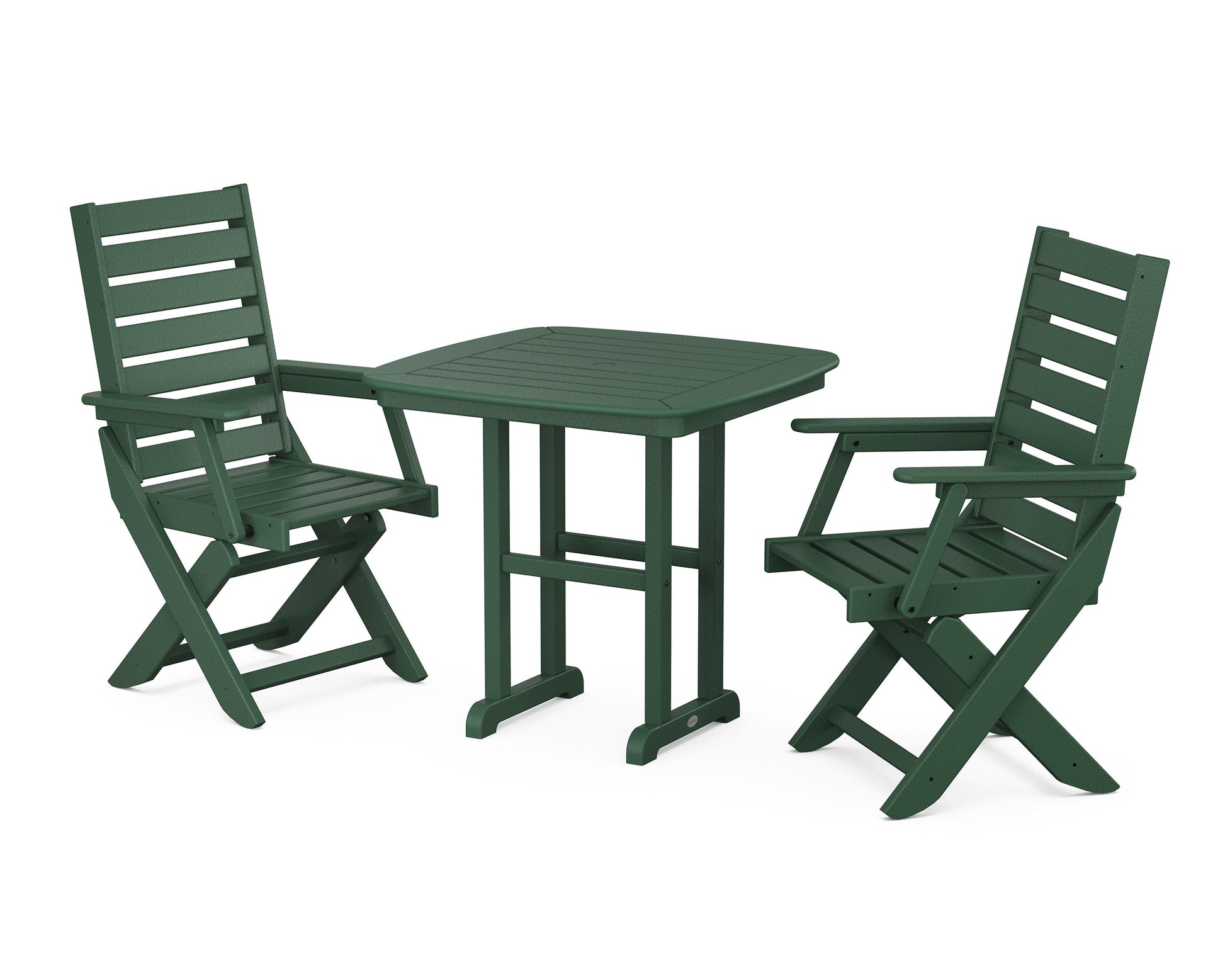 POLYWOOD Captain Folding Chair 3-Piece Dining Set — Green