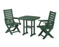 POLYWOOD Captain Folding Chair 3-Piece Dining Set — Green