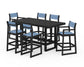 POLYWOOD EDGE Sling 7-Piece Bar Table Set — Black / Poolside Sling