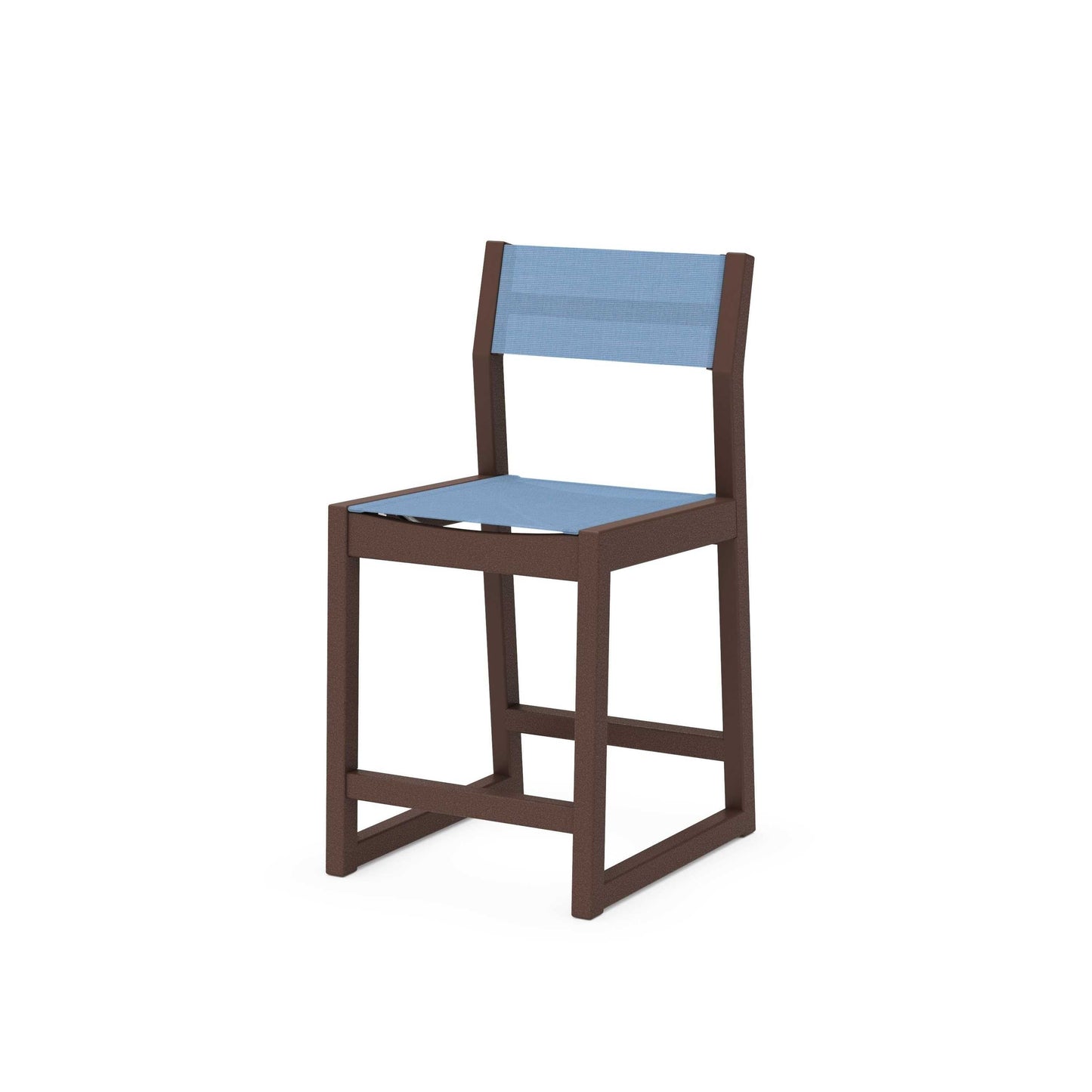 POLYWOOD EDGE Sling Counter Side Chair — Mahogany / Poolside Sling