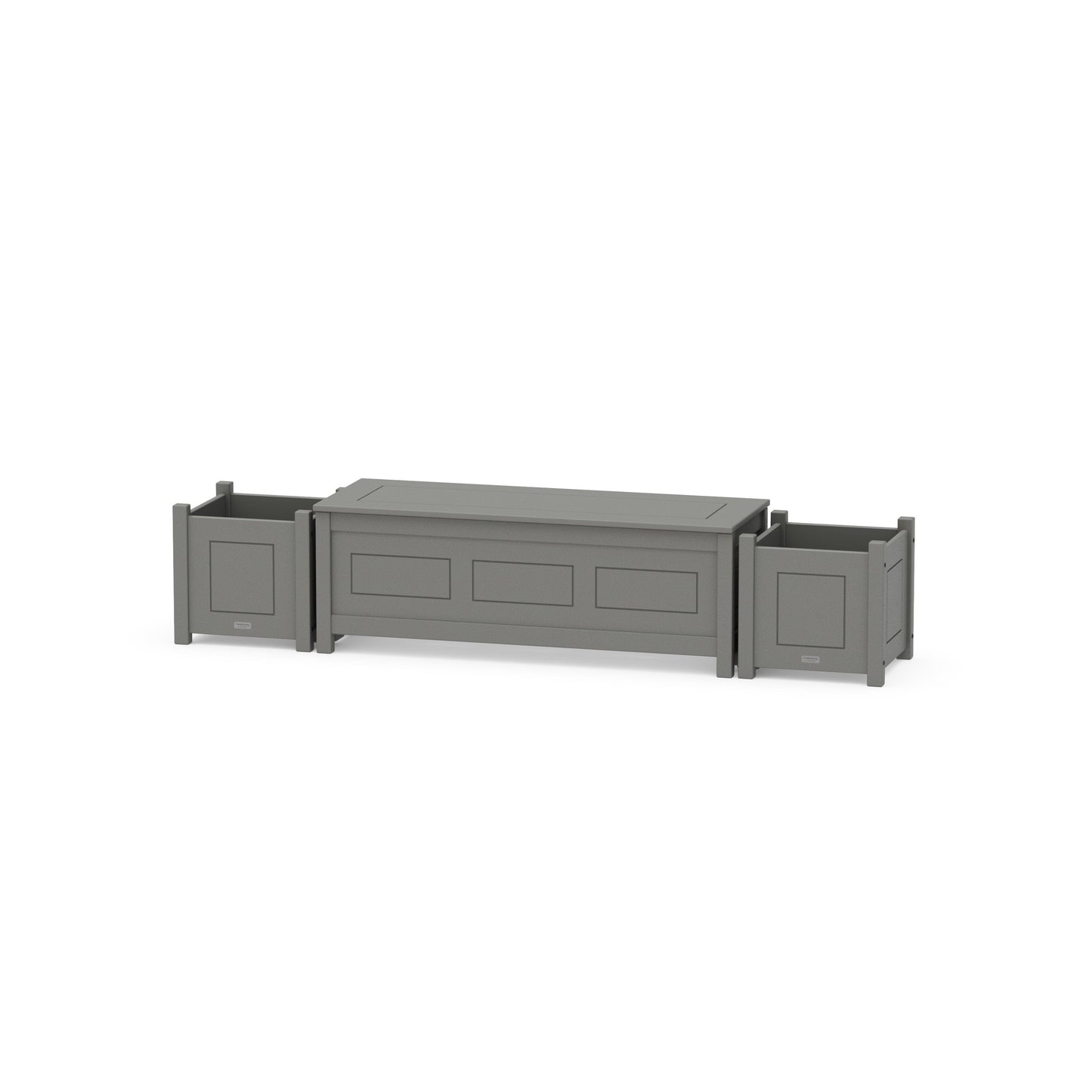 POLYWOOD 48" Country Living Straight Planter Storage Bench Set — Slate Grey