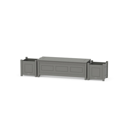 POLYWOOD 48" Country Living Straight Planter Storage Bench Set — Slate Grey