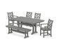 POLYWOOD Chippendale 6-Piece Farmhouse Dining Set With Trestle Legs — Slate Grey