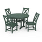 POLYWOOD Braxton Side Chair 5-Piece Round Dining Set With Trestle Legs — Green