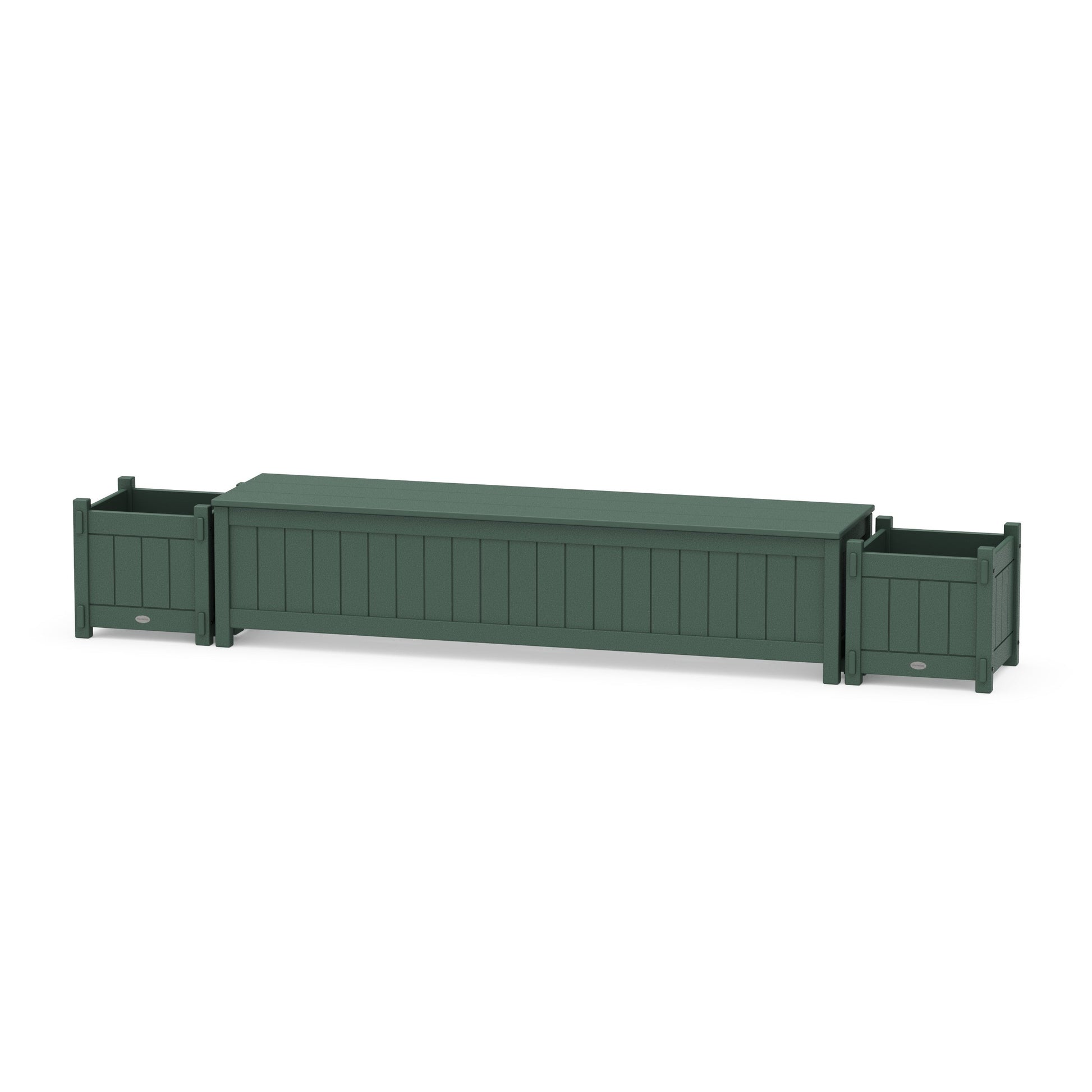 POLYWOOD 72" Vineyard Straight Planter Storage Bench Set — Green