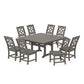 POLYWOOD Chinoiserie 9-Piece Square Side Chair Dining Set with Trestle Legs — Driftwood