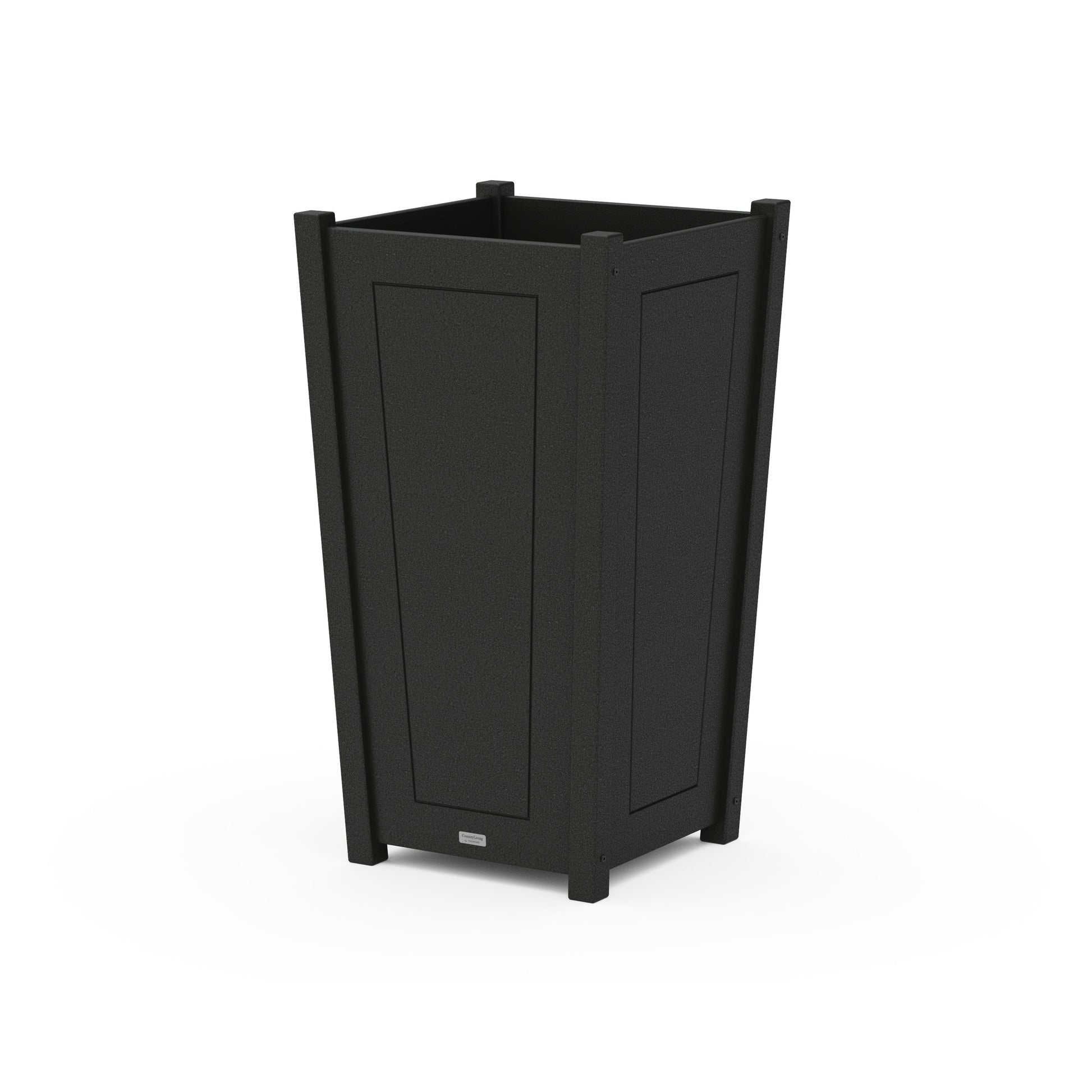 POLYWOOD Country Living Large Tapered Square Tall Planter Box — Black