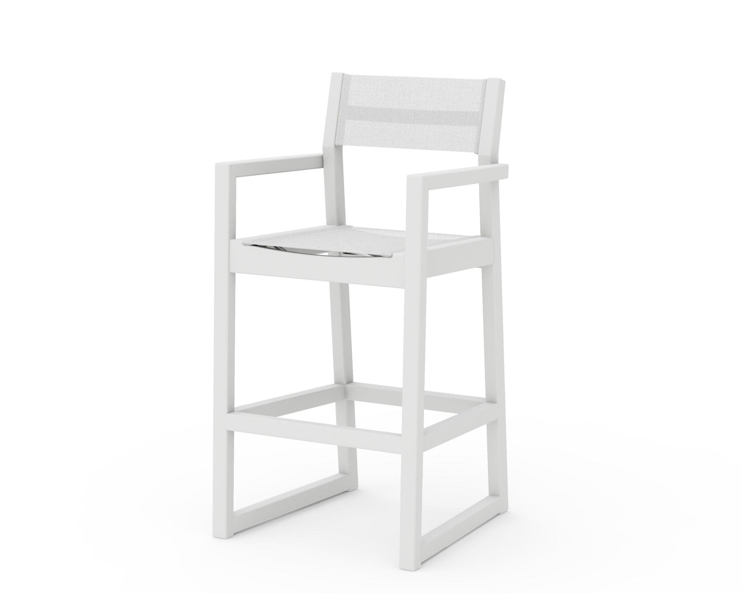 POLYWOOD EDGE Sling Bar Arm Chair — White / White Sling