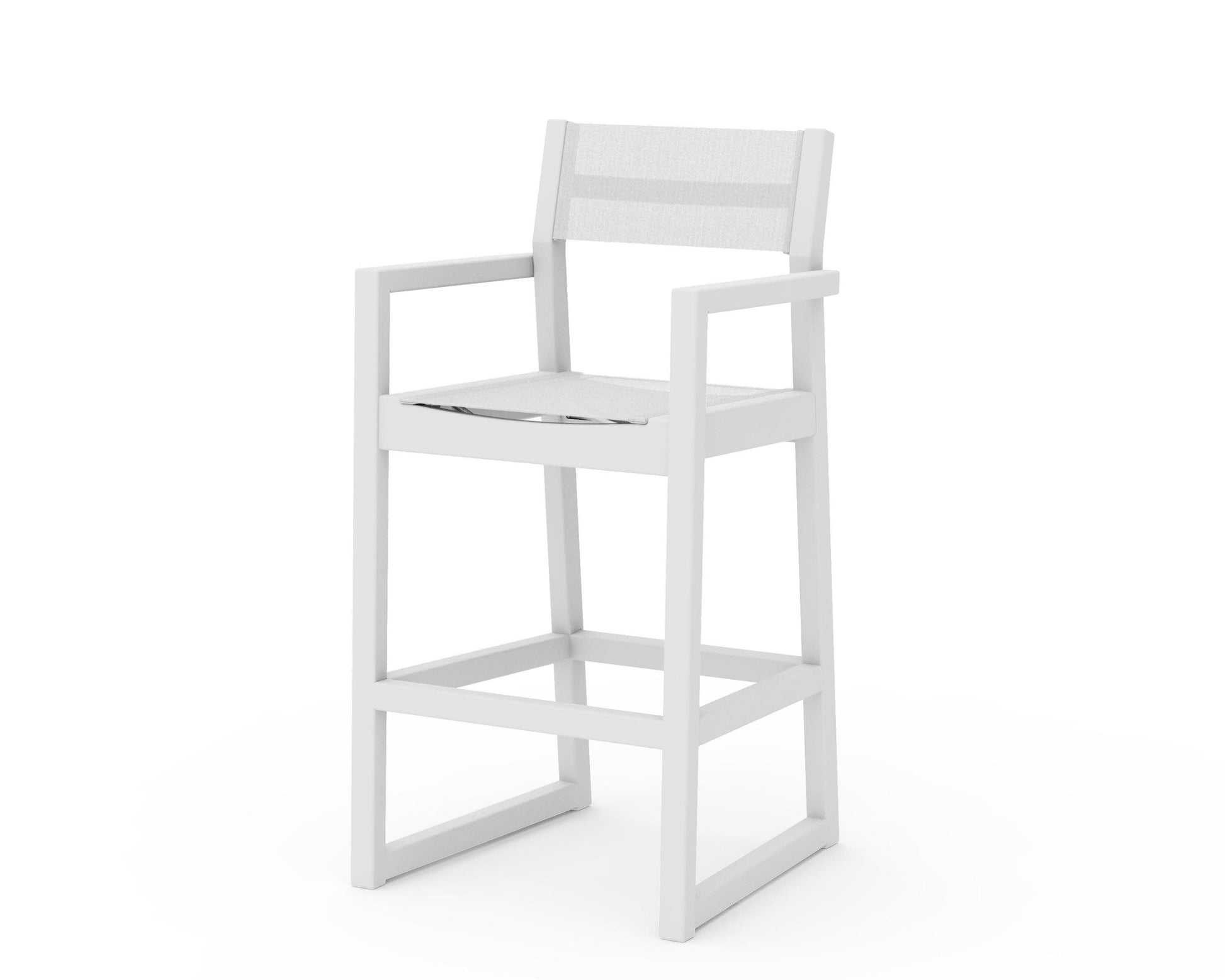 POLYWOOD EDGE Sling Bar Arm Chair — White / White Sling