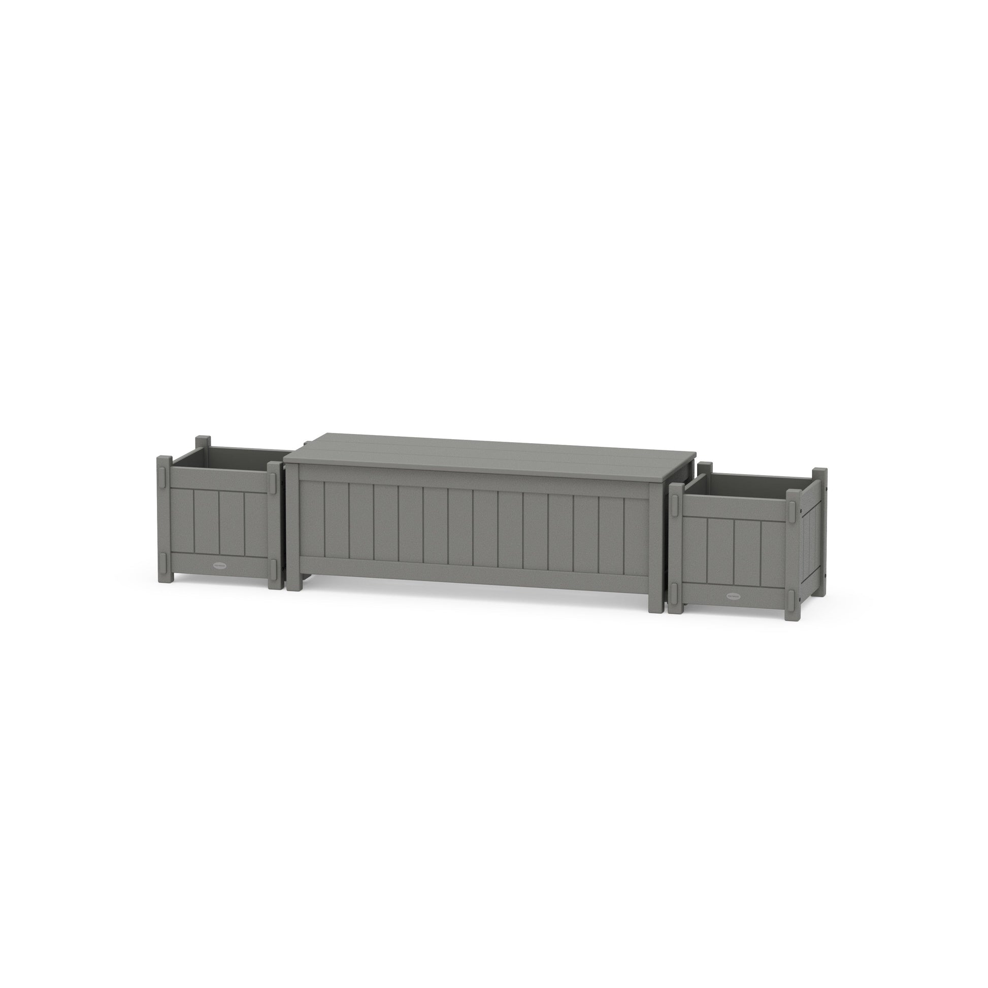 POLYWOOD 48" Vineyard Straight Planter Storage Bench Set — Slate Grey