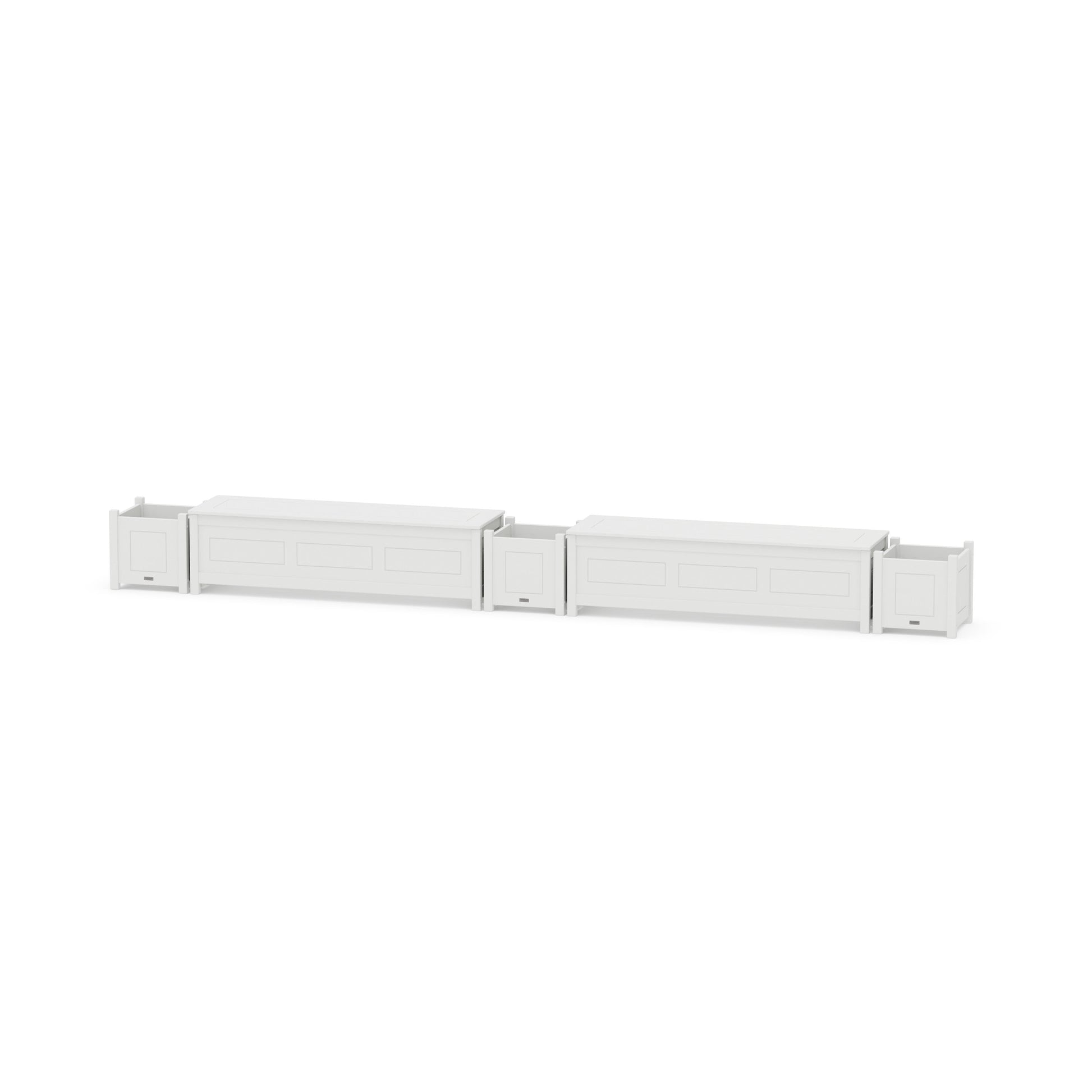 POLYWOOD 60" Country Living Straight Double Planter Storage Bench Set — White