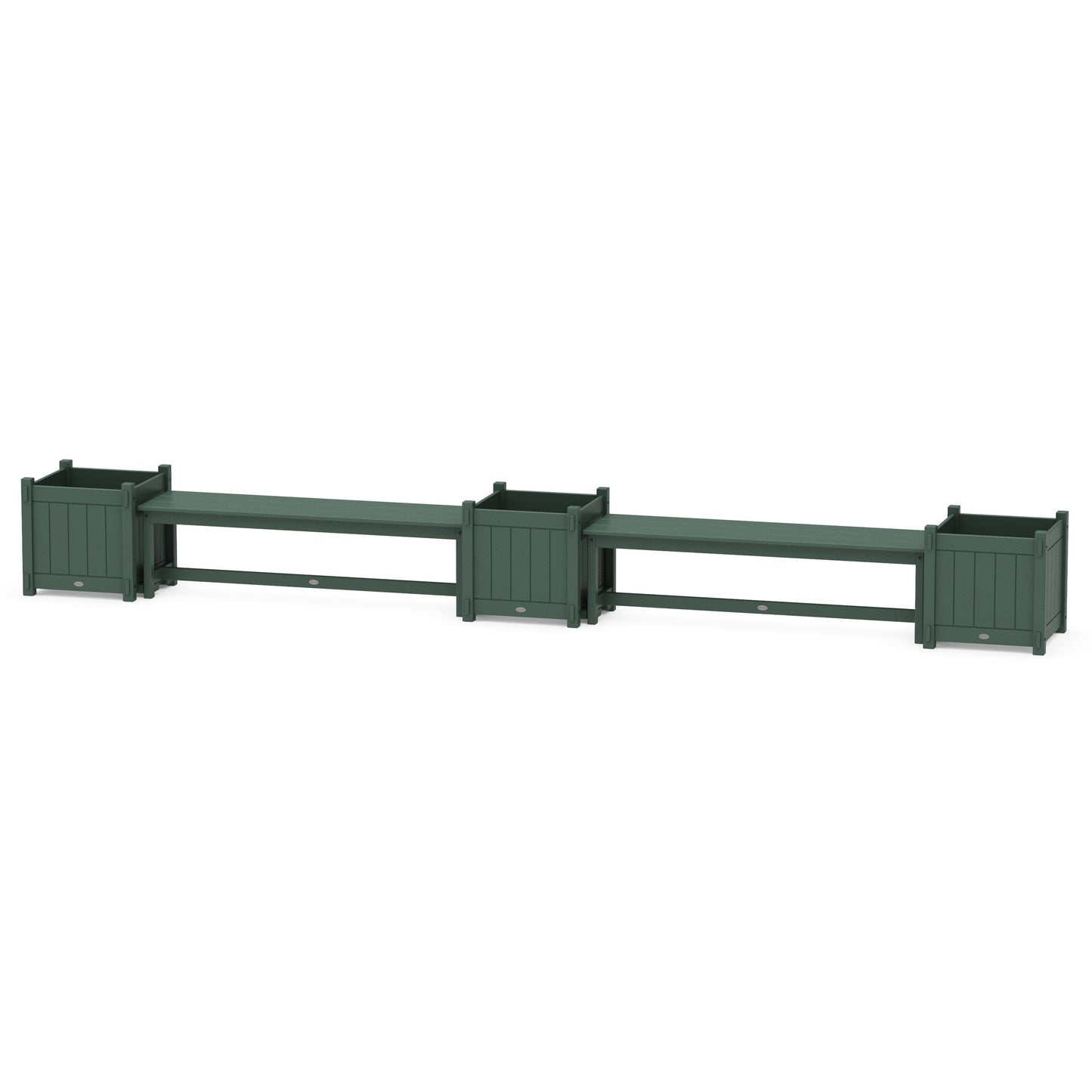 POLYWOOD 60" Vineyard Straight Double Planter Bench Set - Large — Green