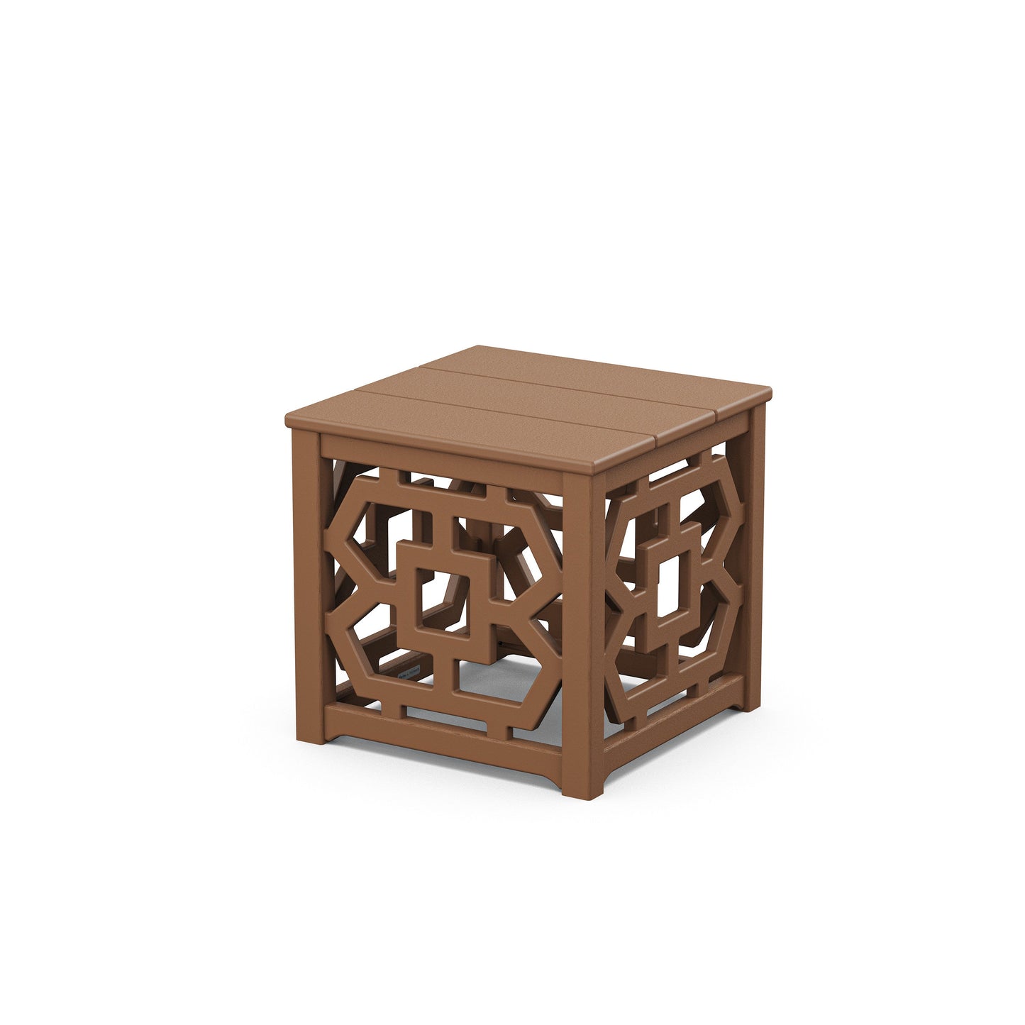 POLYWOOD Chinoiserie Accent Table — Teak
