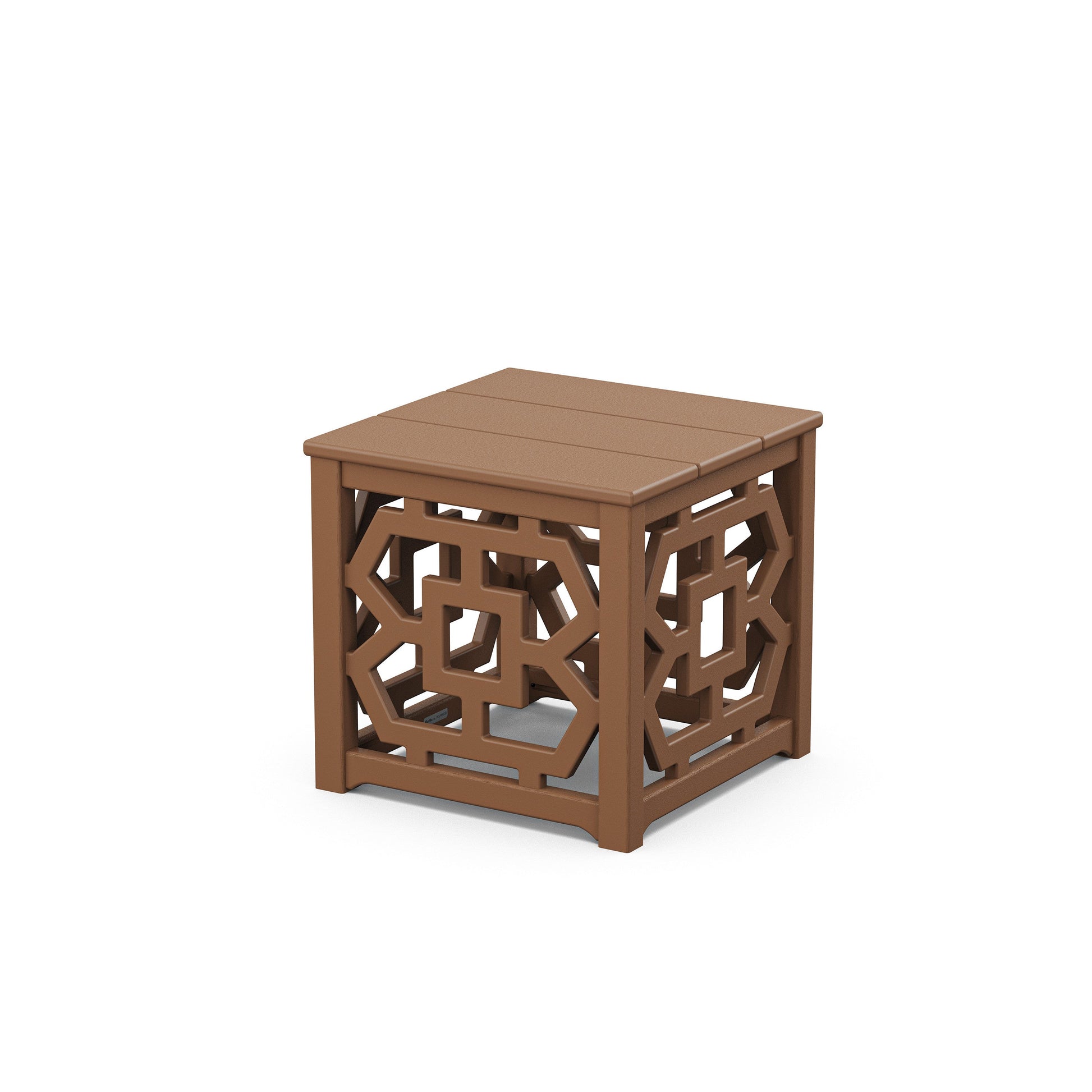 POLYWOOD Chinoiserie Accent Table — Teak