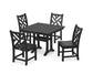 POLYWOOD Chippendale 5-Piece Farmhouse Trestle Side Chair Dining Set — Black