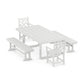 POLYWOOD Chippendale 5-Piece Dining Set with Benches — White