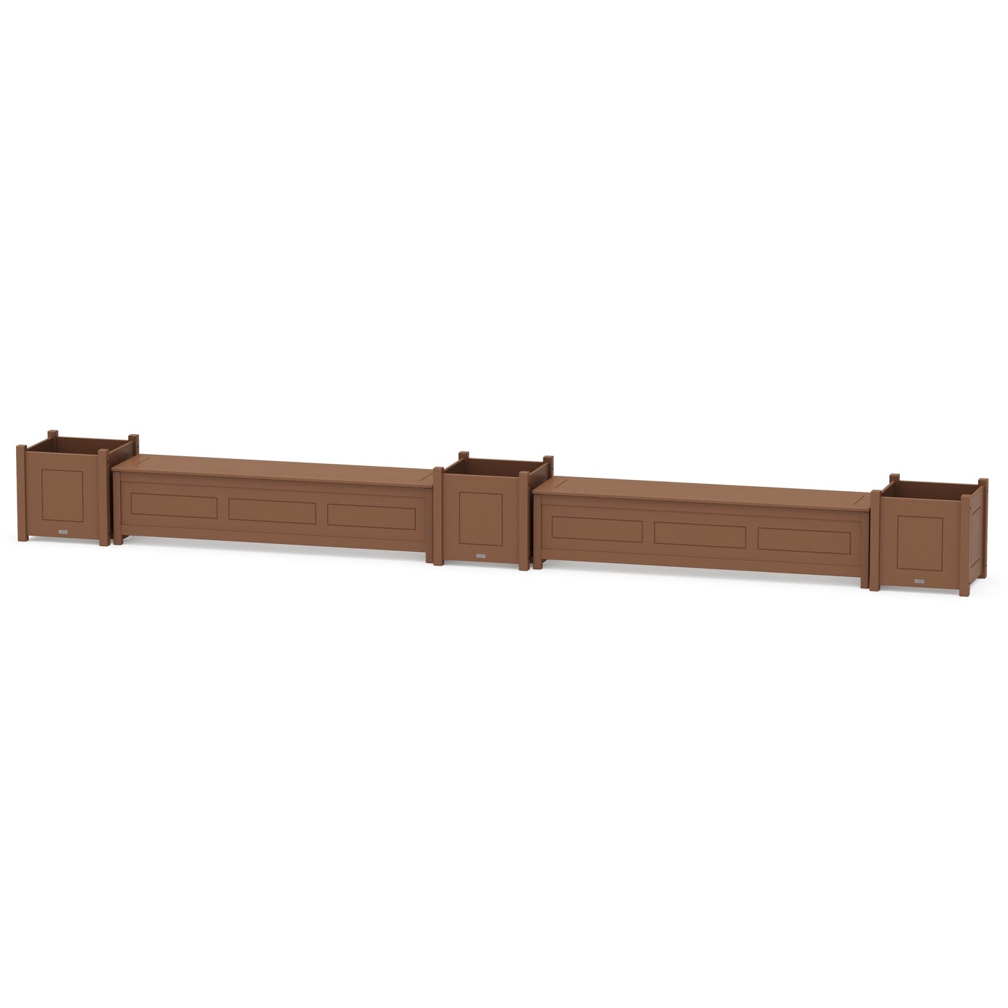 POLYWOOD 72" Country Living Straight Double Planter Storage Bench Set- Large — Teak