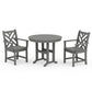 POLYWOOD Chippendale 3-Piece Round Dining Set — Slate Grey