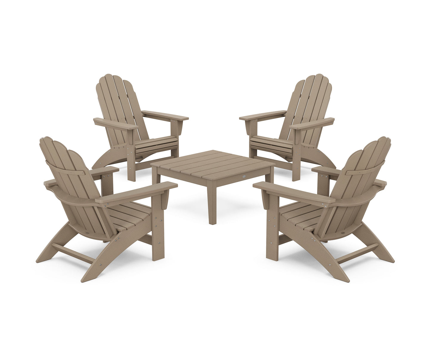 POLYWOOD 5-Piece Vineyard Grand Adirondack Chair Conversation Group — Vintage Sahara