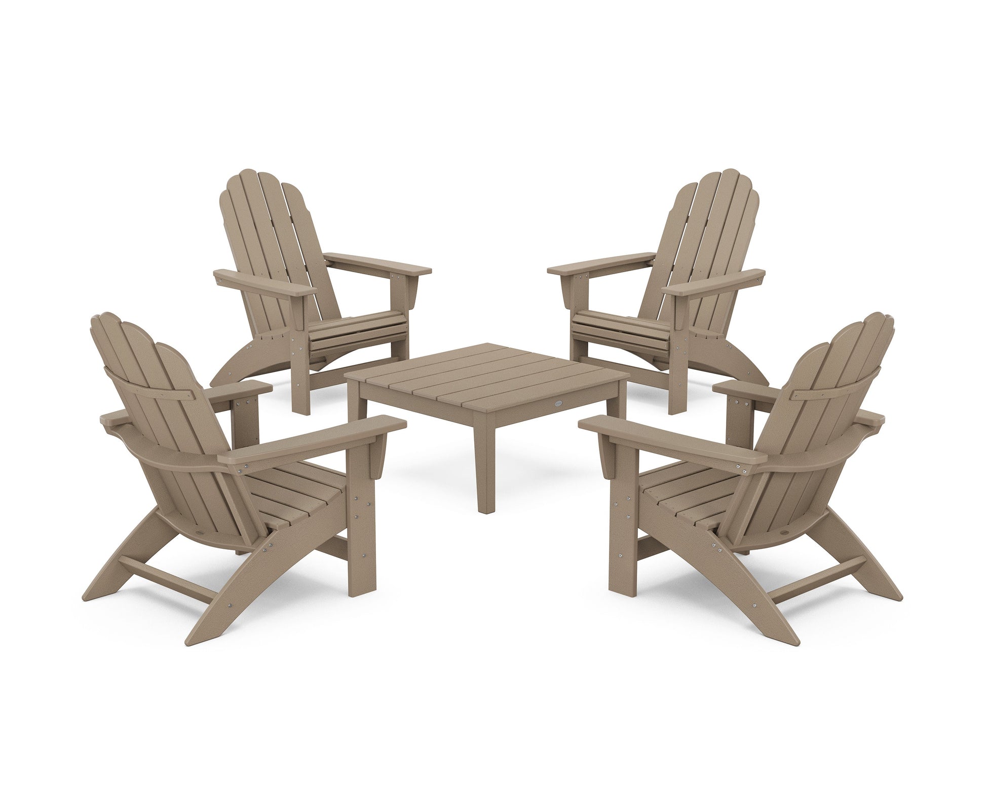 POLYWOOD 5-Piece Vineyard Grand Adirondack Chair Conversation Group — Vintage Sahara
