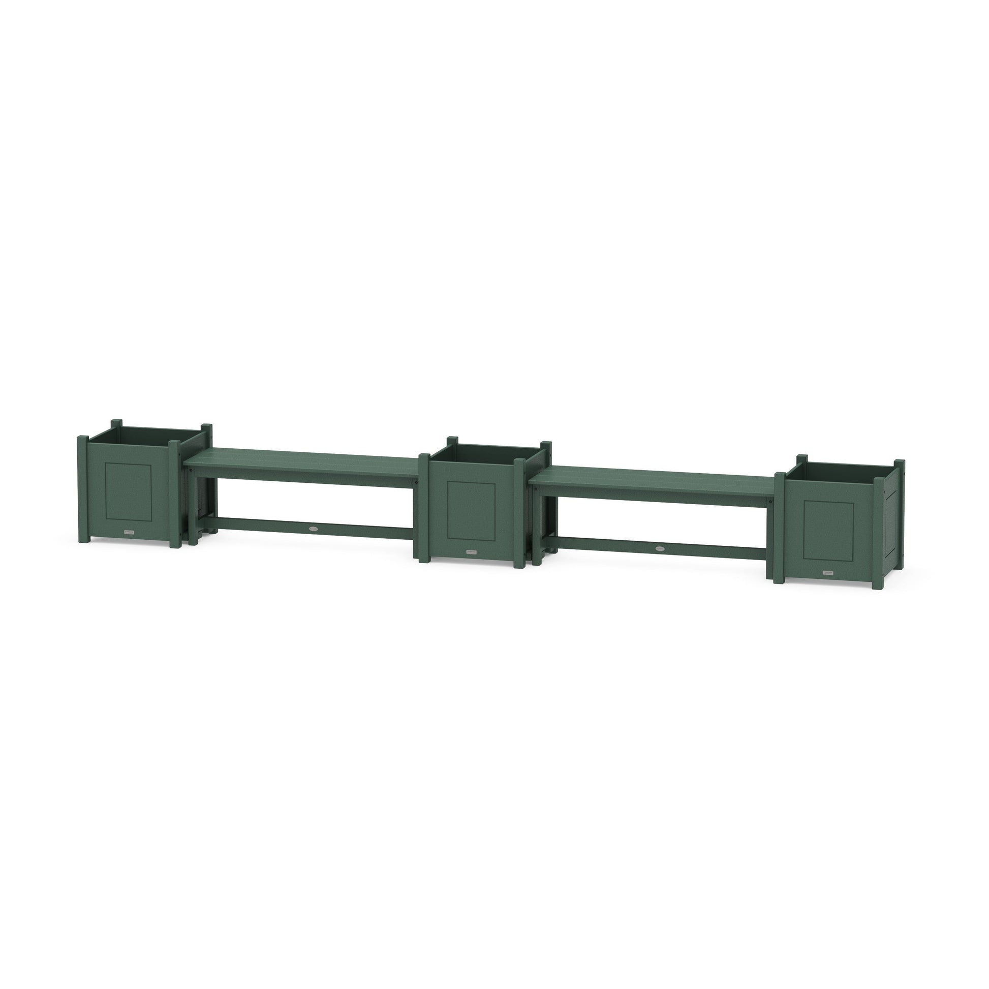 POLYWOOD 48" Country Living Straight Double Planter Bench Set - Large — Green