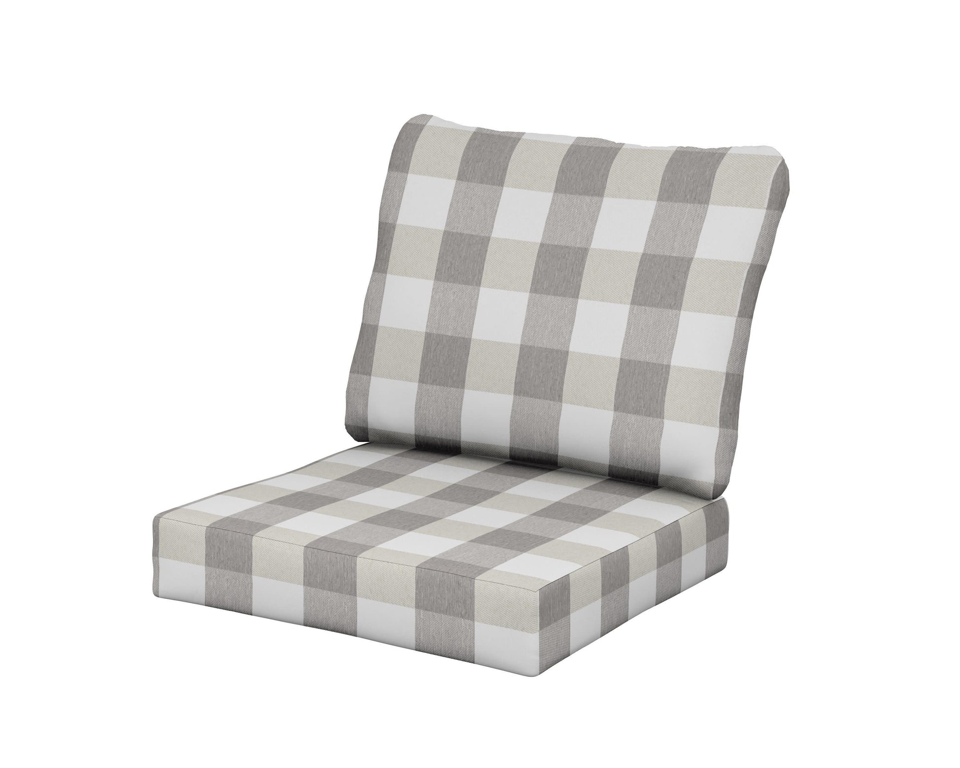 POLYWOOD Baffle Seat/Back Cushion — Buffalo Plaid Grey Mist