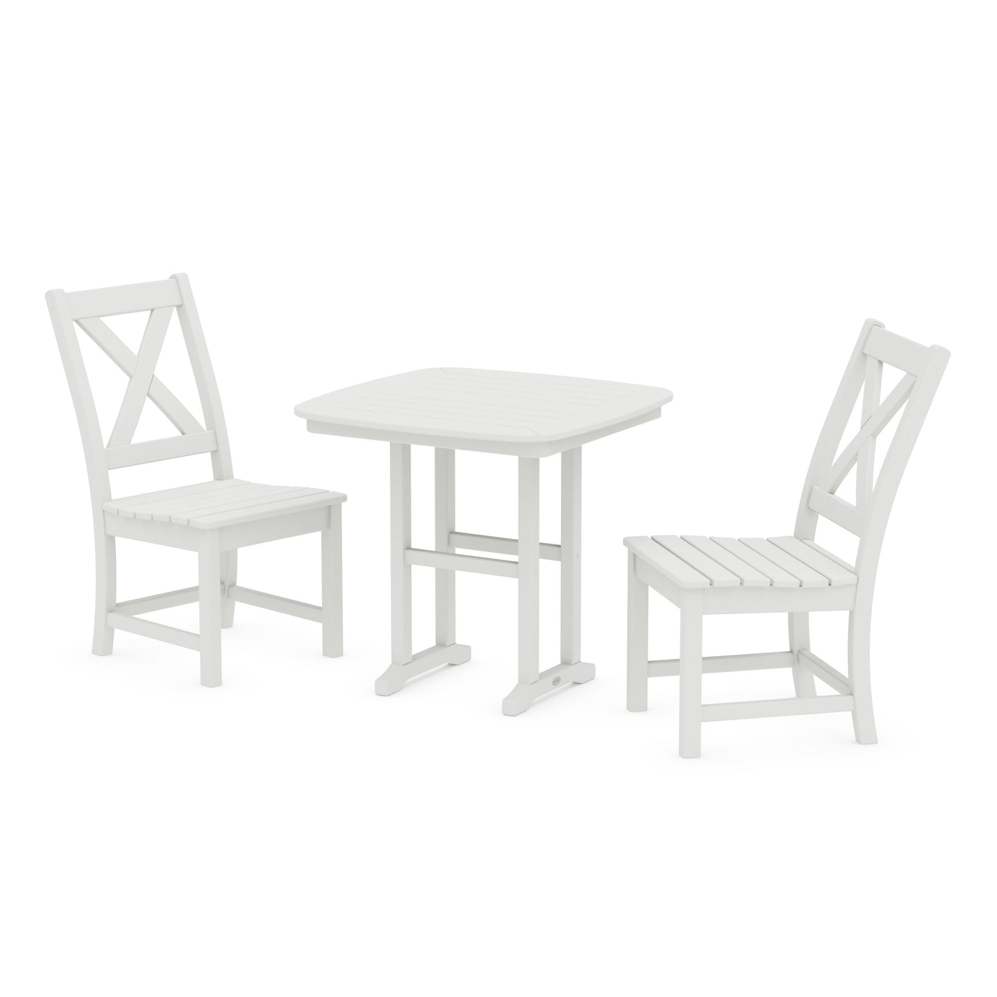 POLYWOOD Braxton Side Chair 3-Piece Dining Set — Vintage White