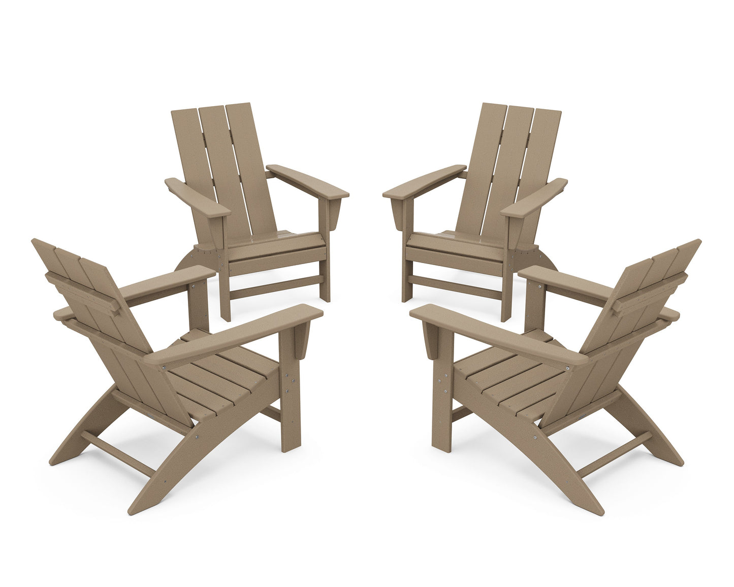 POLYWOOD 4-Piece Modern Adirondack Chair Conversation Set — Vintage Sahara