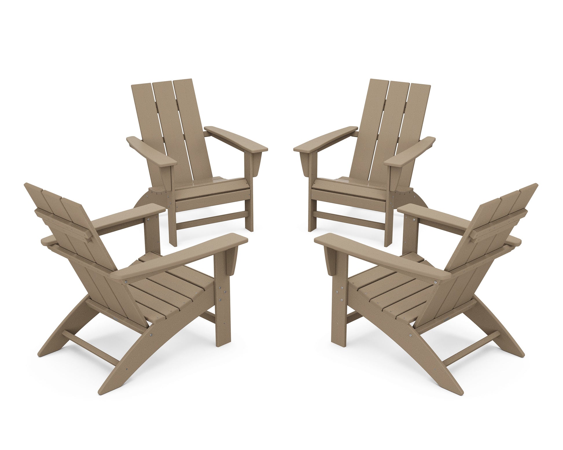 POLYWOOD 4-Piece Modern Adirondack Chair Conversation Set — Vintage Sahara