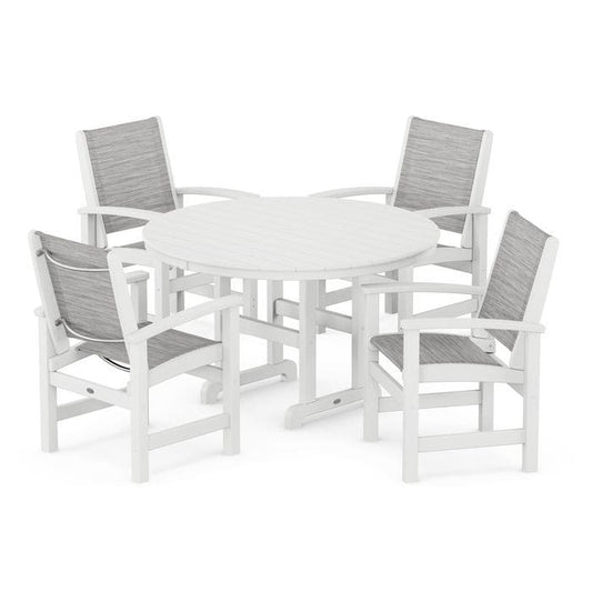 Polywood - Coastal 5-Piece Round Farmhouse Dining Set - FREE SHIPPING