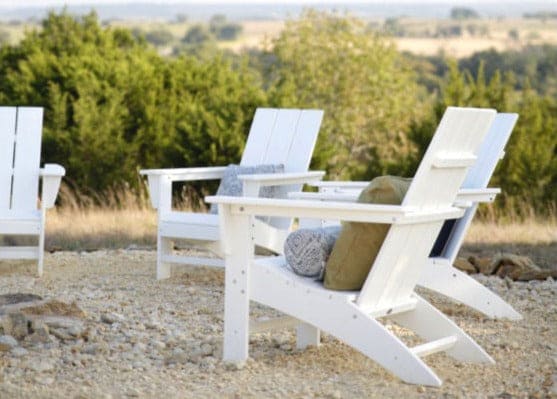 A modern back style and sleek profile paired with the comfort of a contoured seat and waterfall front make the Modern Adirondack Chair the perfect complement to any outdoor space.  Overall Dimensions: 29.25" x 34.68" x 32.13" (WxHxD)