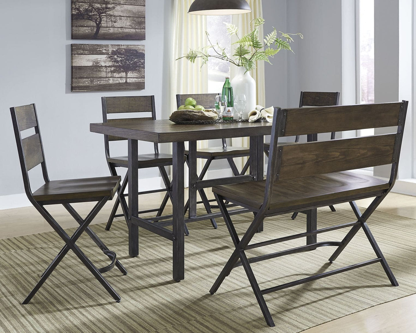 Ashley Express - Kavara Counter Height Dining Table and 4 Barstools and Bench