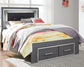 Lodanna Full Panel Bed with 2 Storage Drawers with Mirrored Dresser and Chest