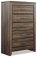 Juararo Queen Panel Bed with Mirrored Dresser, Chest and Nightstand