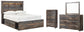 Drystan Full Bookcase Bed with 2 Storage Drawers with Mirrored Dresser and Chest