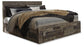 Derekson King Panel Bed with 6 Storage Drawers with Mirrored Dresser