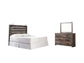 Drystan King Panel Headboard with Mirrored Dresser