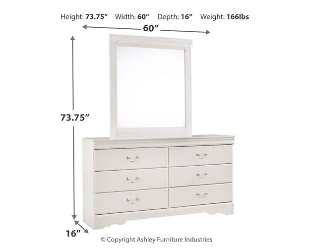 Anarasia Full Sleigh Bed with Mirrored Dresser